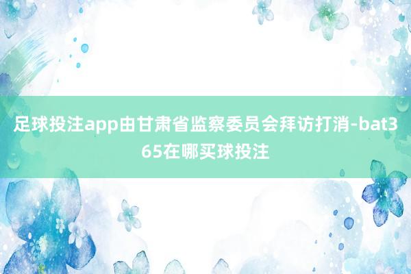 足球投注app由甘肃省监察委员会拜访打消-bat365在哪买球投注