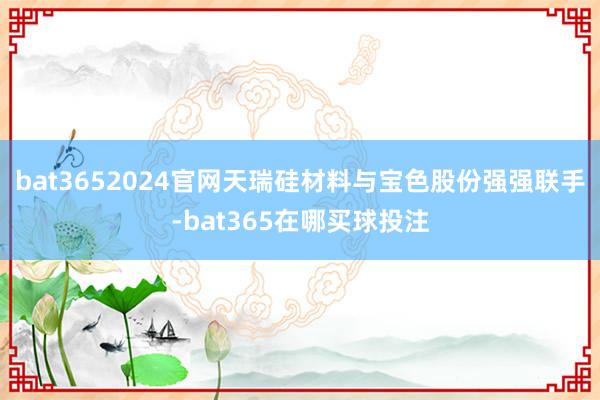 bat3652024官网天瑞硅材料与宝色股份强强联手-bat365在哪买球投注